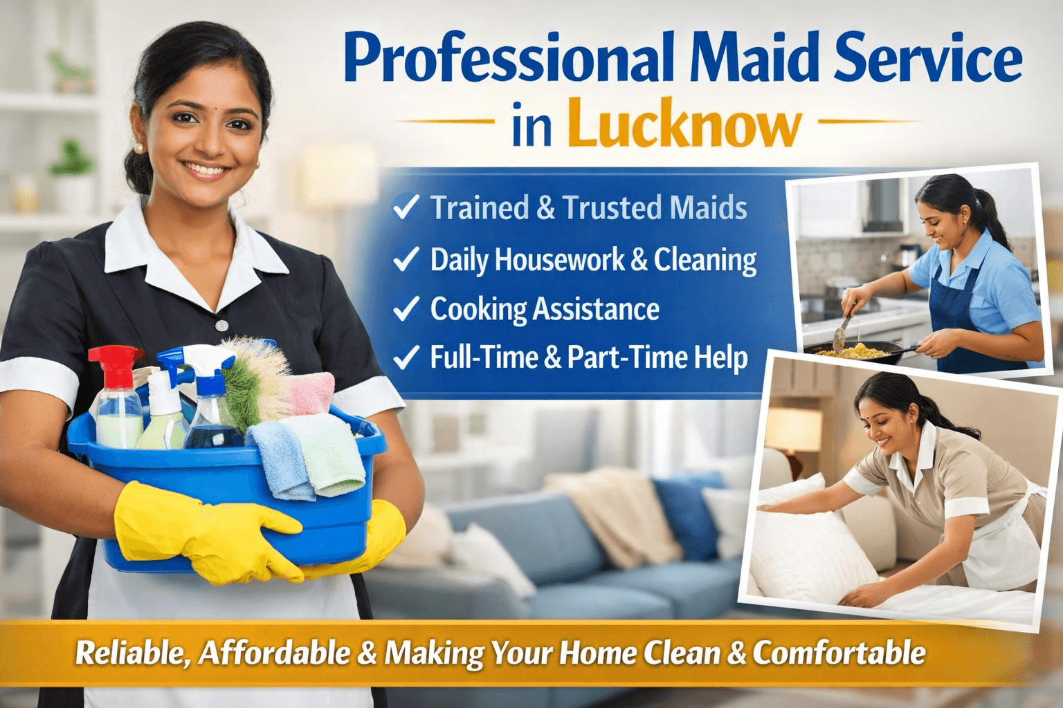 Professional Maid Service in Lucknow – Reliable & Affordable Cleaning