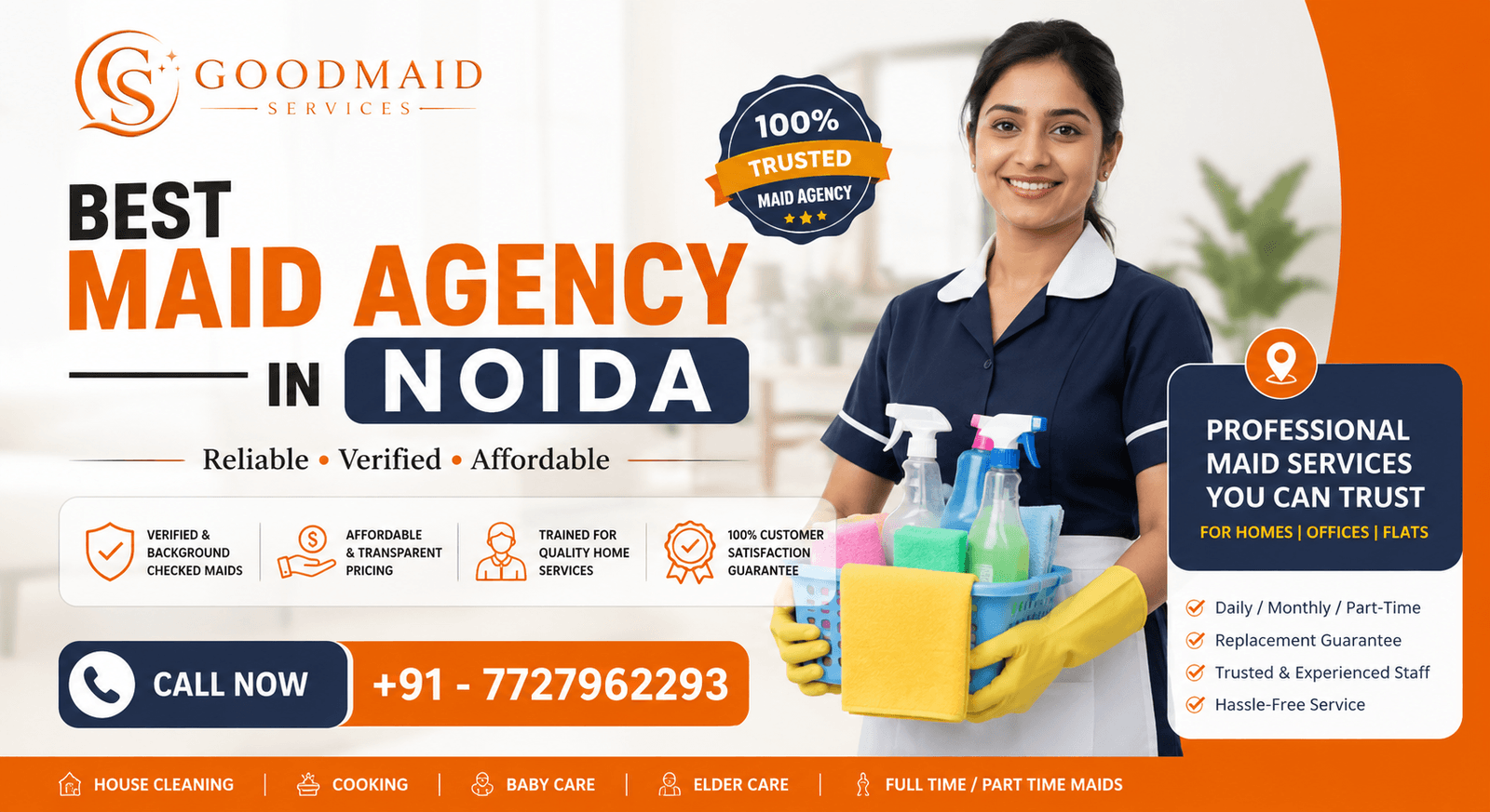 Top Maid Agency in Noida, Housemaid Services Noida | Good Maid Services India